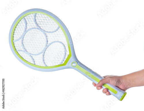 Fotografie Hand holding Electronic mosquitoes killer isolated on white background