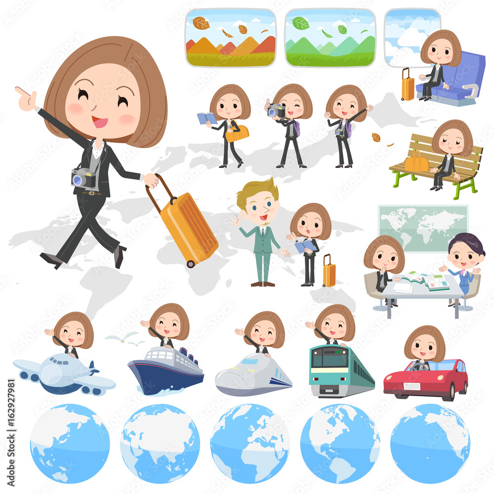 Black jacket pants business woman travel