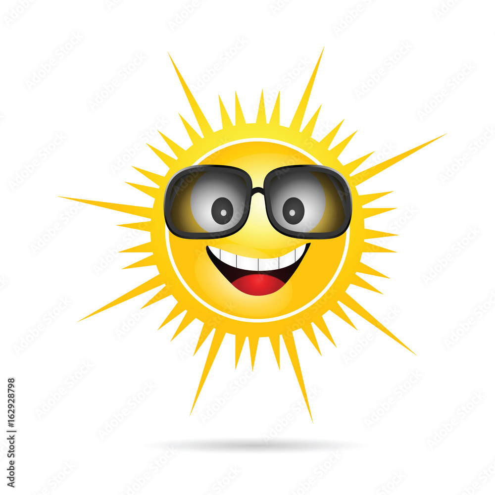 sun happy with sunglasses illustration