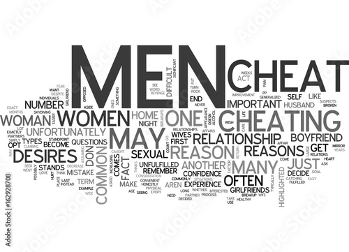 WHY DO MEN CHEAT ON THEIR PARTNERS TEXT WORD CLOUD CONCEPT