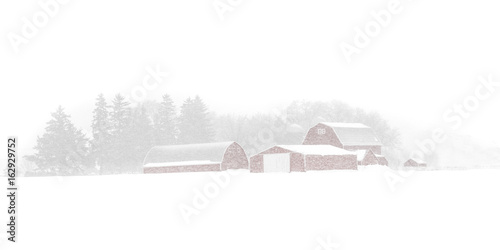red barn in snow