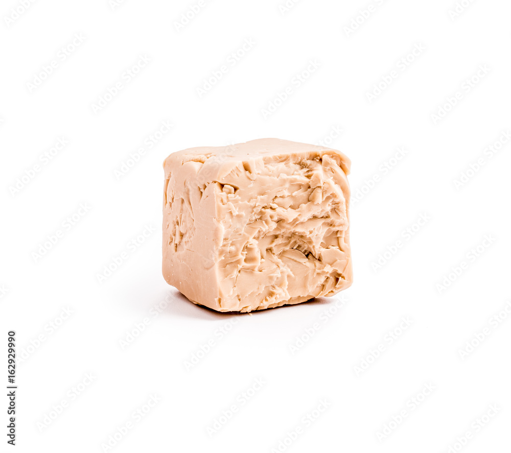 fresh yeast isolated on white background. bakery ingredient and supplement fresh yeast isolated on white background. bakery ingredient and supplement