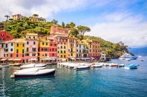 Beautiful bay with colorful houses in Portofino,  Liguria, Italy © Olena Zn