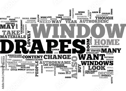 WINDOW DRAPES TEXT WORD CLOUD CONCEPT