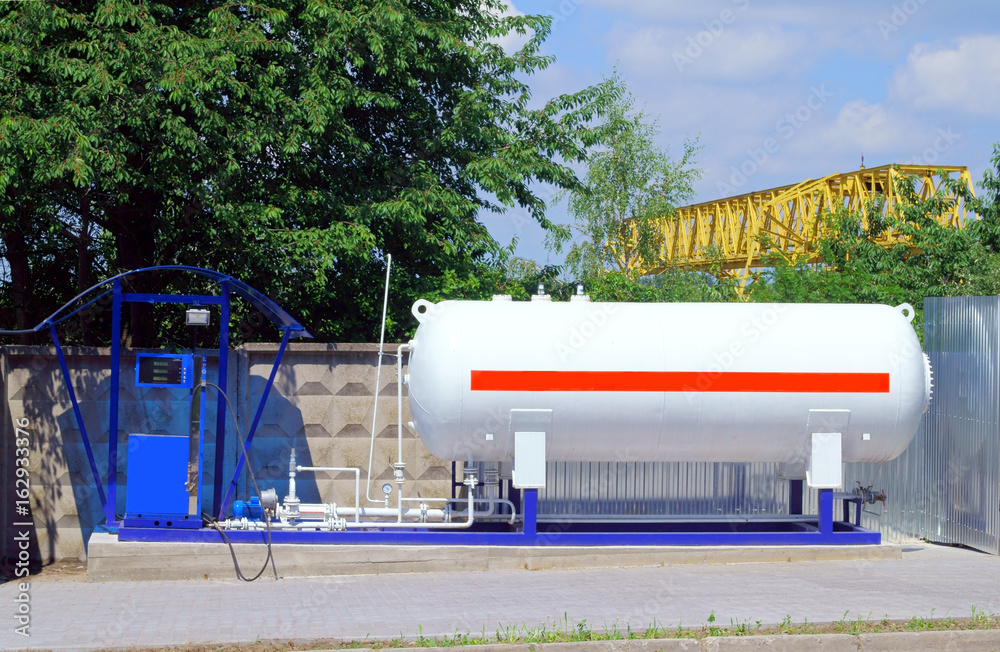 LPG station for filling liquefied gas into the vehicle tanks. Environmentally friendly fuel.