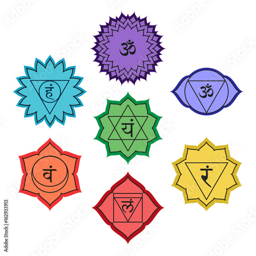 Chakra sanskrit symbols vector illustrations