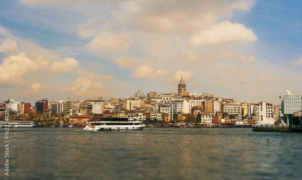 The building, city, transpotation, logistic and Bosphorus strait in Istanbul, Turkey.
