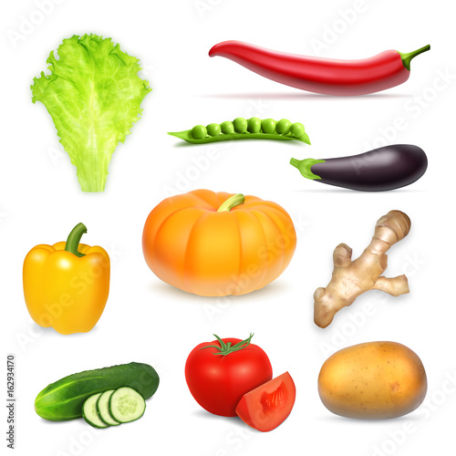 Set of realistic vegetables