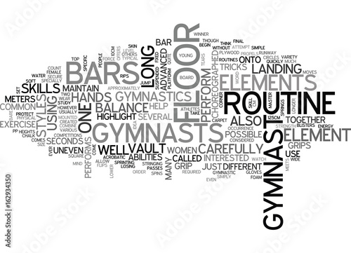 WOMENS GYMNASTIC ELEMENTS TEXT WORD CLOUD CONCEPT