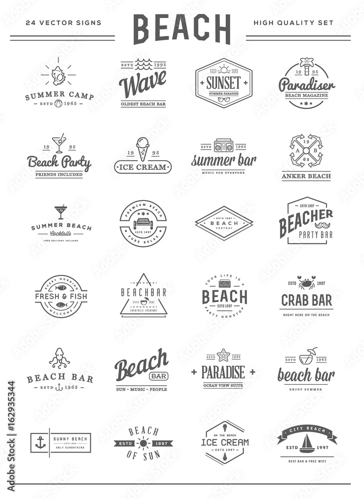 Set of Vector Beach Sea Bar Elements and Summer can be used as Logo or Icon in premium quality Set of Vector Beach Sea Bar Elements and Summer can be used as Logo or Icon in premium quality
