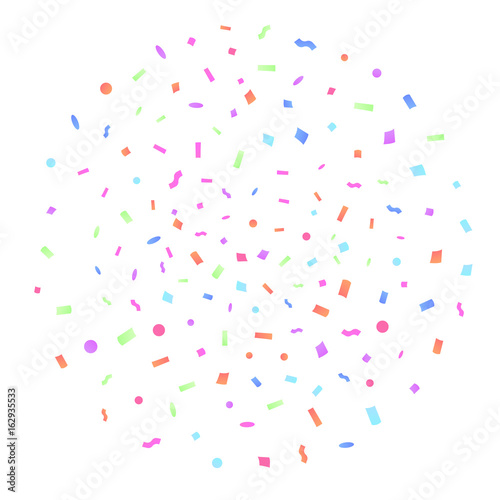 Colorful Explosion of Confetti. Vector illustration. Flat design element.