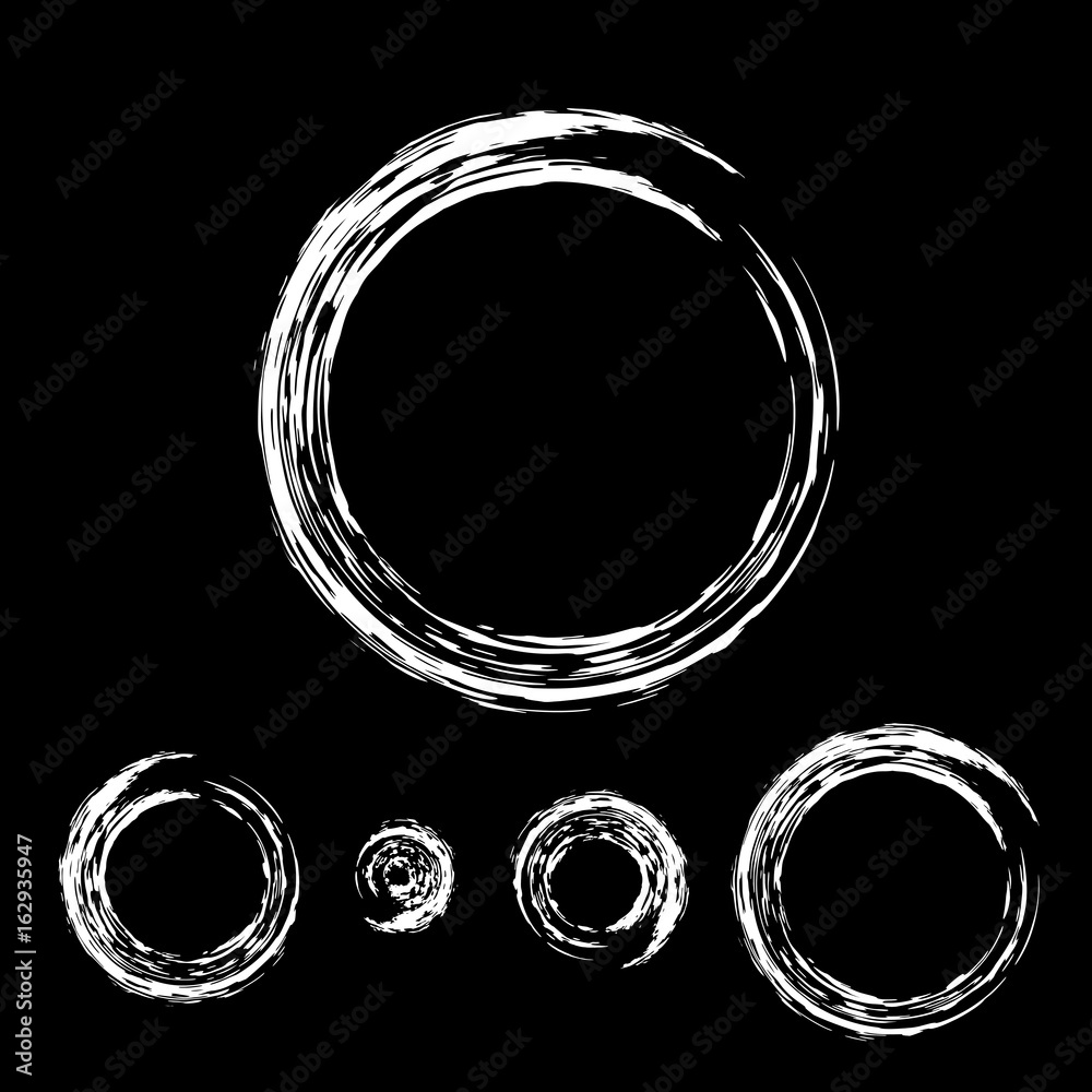 Grunge circle with brush. Set of white round brushes. Collection of vector graphics elements for your design Grunge circle with brush. Set of white round brushes. Collection of vector graphics elements for your design