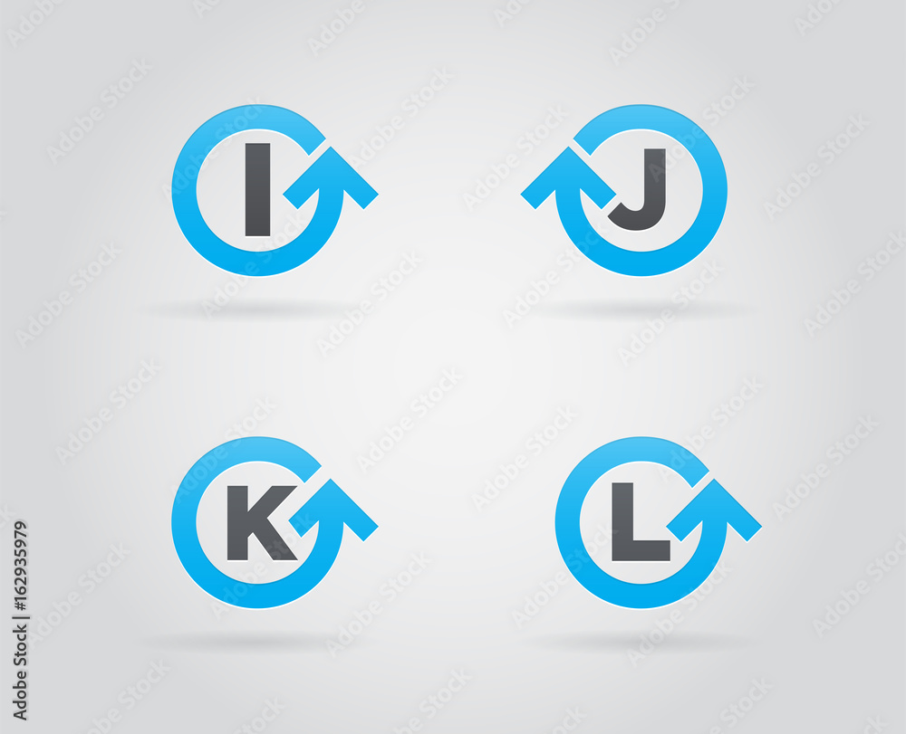 Set of Circle Arrow Logo Icon Design with Letter. Template Element in Vector. Set of Circle Arrow Logo Icon Design with Letter. Template Element in Vector.