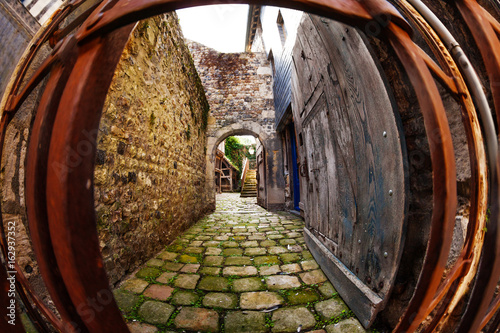 Medieval arched street of Honfleur old city
