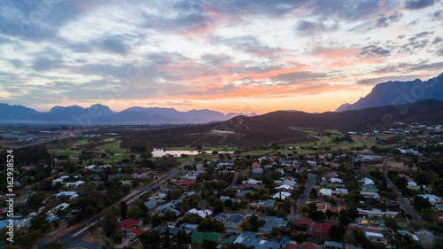 Aerial view over Worcester in the Western Cape of south Africa in the Breede Valley