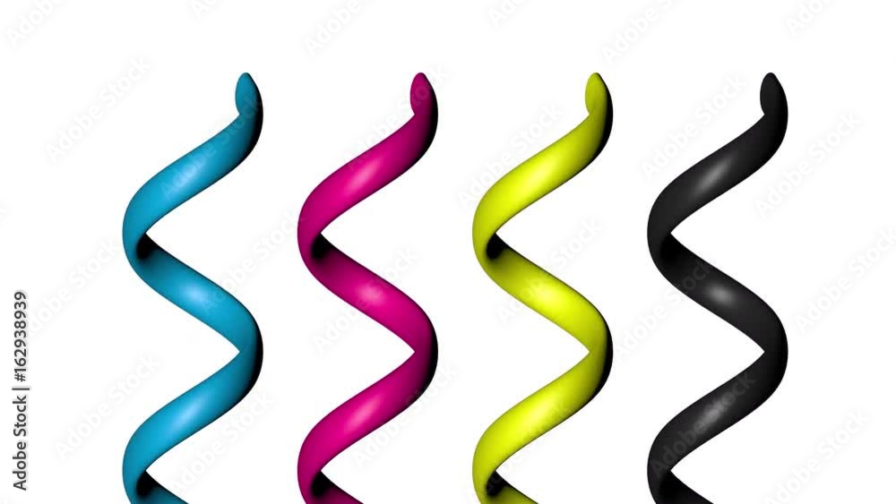 CMYK color abstract shapes isolated on white, seamless loop CMYK color abstract shapes isolated on white, seamless loop
