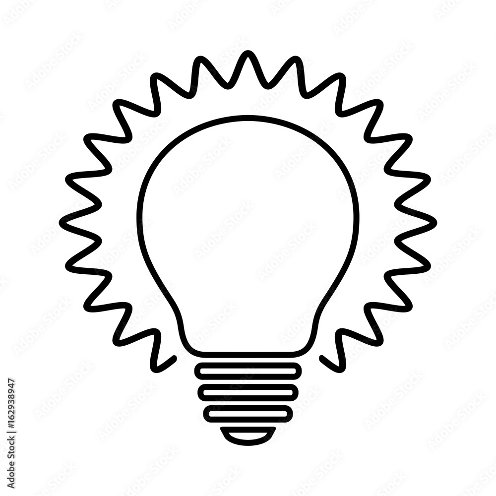 Bulb line icon. Shining light bulb with rays. Suitable for idea, invention or discovery concept sign. Vector Illustration Bulb line icon. Shining light bulb with rays. Suitable for idea, invention or discovery concept sign. Vector Illustration