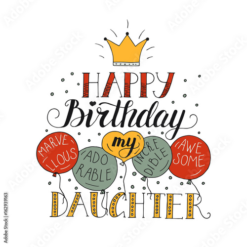 Color vector birthday card for daughter.