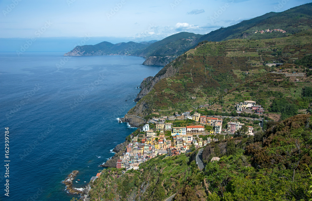 Beautiful scenery at the Romeo Maggiore in Cinque Terre, Liguria, Italy, Europe. Top view.