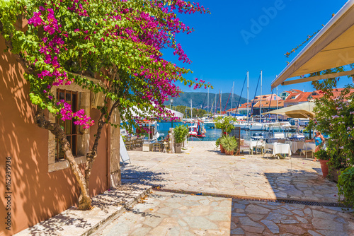 Fiskardo village and harbor on Kefalonia Ionian island, Greece. photo