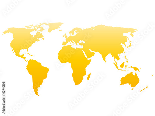 World map silhouette. Vector yellow gradient isolated on white background.