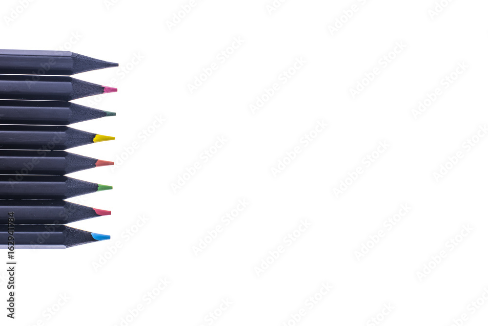 Set of beautiful black colored pencils on White background. Set of beautiful black colored pencils on White background.