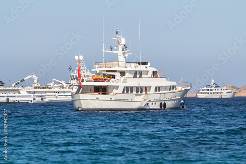 Luxury yachts at Porto Cervo bay at Sardinia Island  Italy