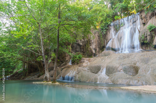 Beautiful landscape of tropical Saiyok waterfall in Kanchanaburi, Thailand