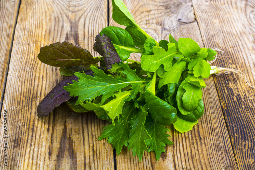 Salad mix of fresh different leaves. Salad mix of fresh different leaves.