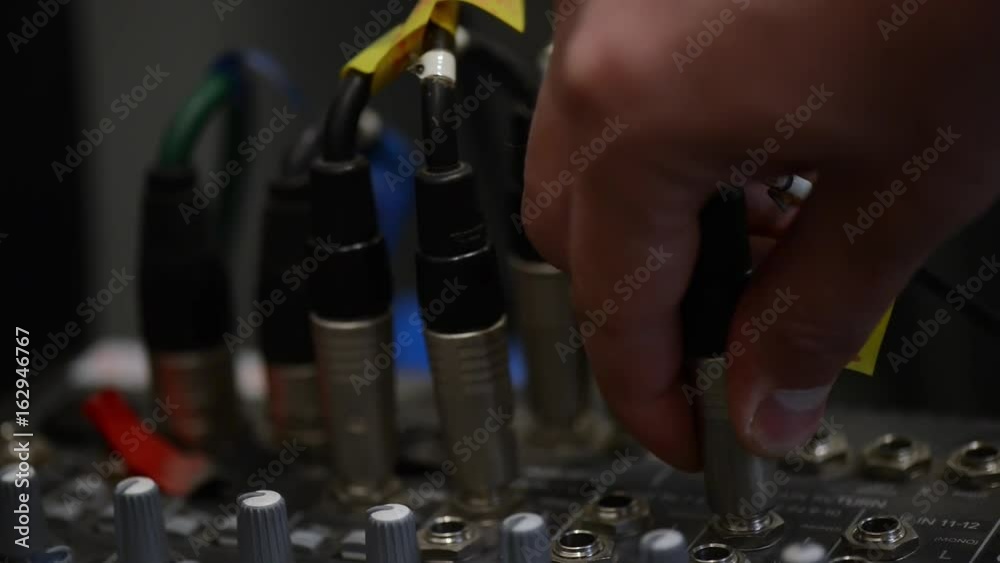 Working With Analogic Sound Mixer. Professional audio mixing console radio and TV broadcasting Working With Analogic Sound Mixer. Professional audio mixing console radio and TV broadcasting