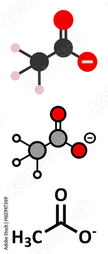 Acetate anion, chemical structure.