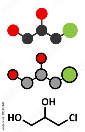 3-MCPD carcinogenic food by-product molecule. Produced when hydrochloric acid is added to food to speed up protein hydrolysis. photo