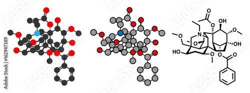 Aconitine molecule. Toxin present in Aconitum plants (monkshood).