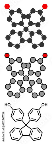 Fluorene-9-bisphenol (BHPF) molecule. Used as alternative to bisphenol A (BPA) but found to be endocrine disruptor as well.