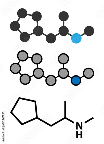 Cyclopentamine nasal decongestant drug molecule (largely discontinued).