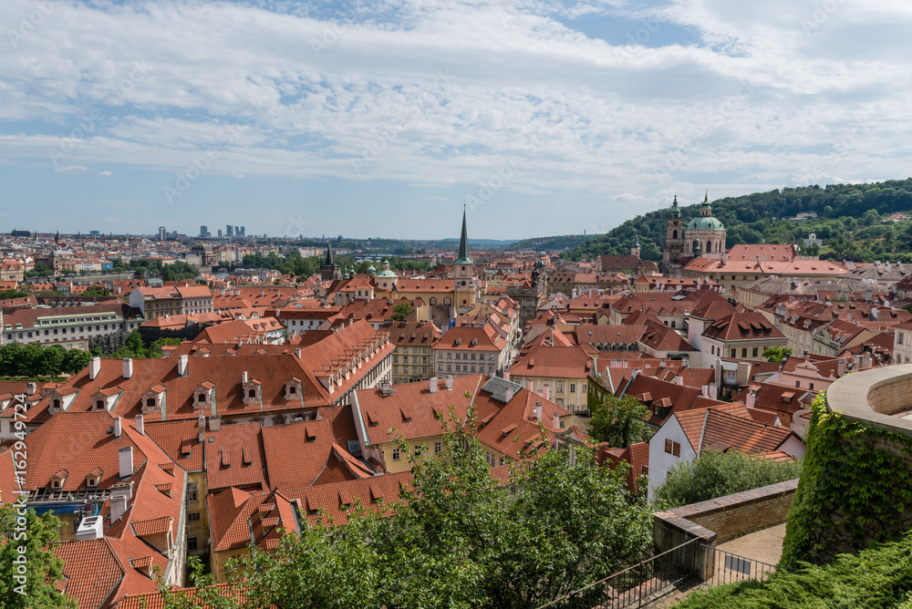 Prague's rooftops in the summer