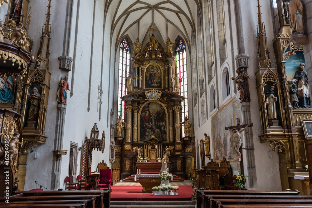 Interior of the St. Vitus Church in Czech Krumlov