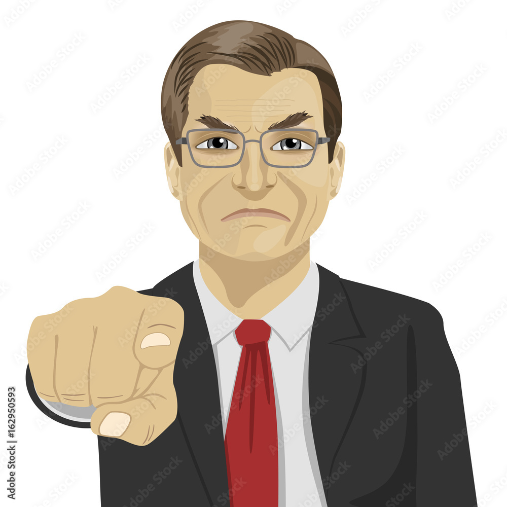 Angry mature businessman pointing his finger at you Angry mature businessman pointing his finger at you
