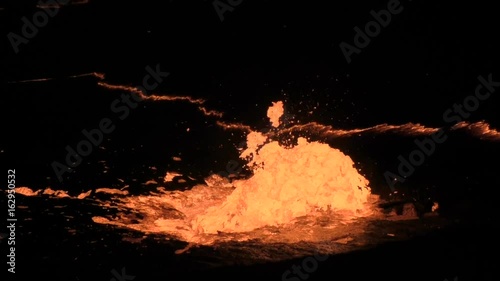 Eruption in the lava lake of the volcano Erta Ale, Ethiopia