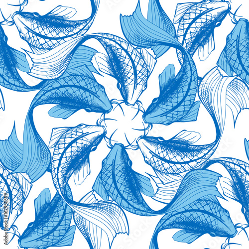 Koi fish seamless pattern