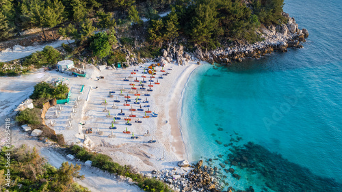 Marble beach (Saliara beach). Thassos island, Greece