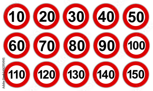 Set speed limit signs - stock vector