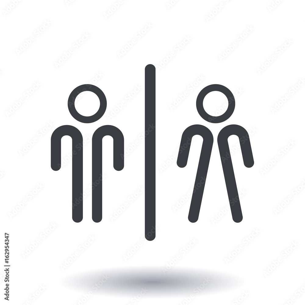 WC sign icon. Male and Female toilet. Flat design. WC sign icon. Male and Female toilet. Flat design.