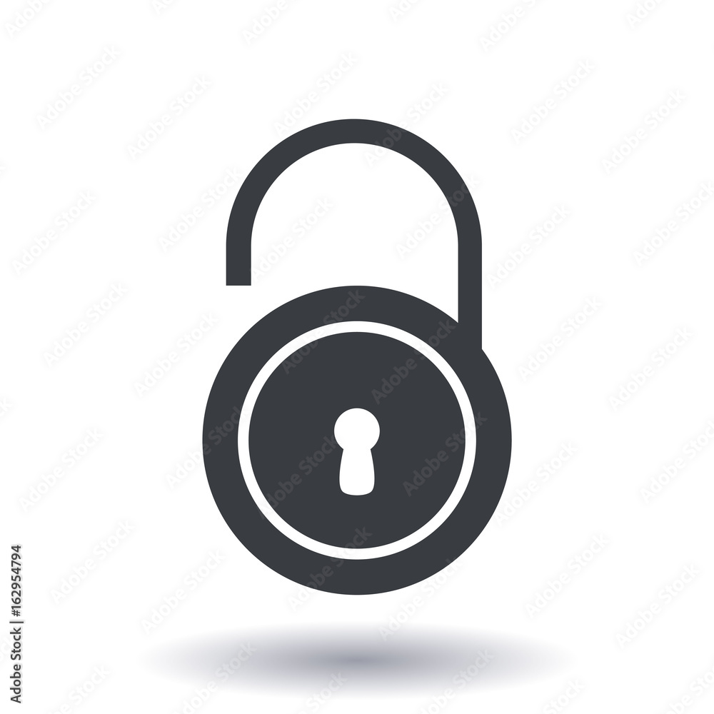 Unlock icon. Flat design style. Validation of the user completed. Unlock icon. Flat design style. Validation of the user completed.