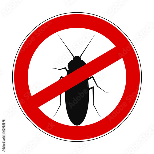 Sign ban anti cockroach - stock vector