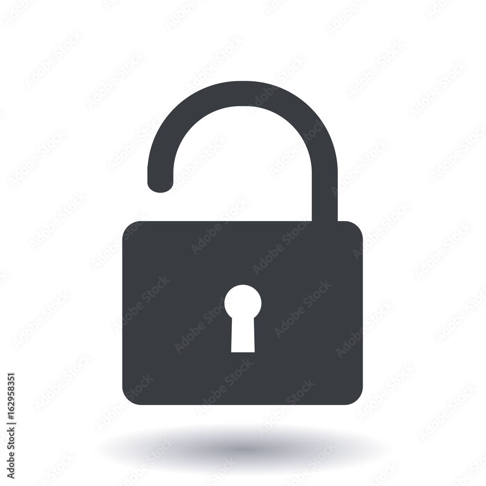 Unlock icon. Flat design style. Access to the user. Unlock icon. Flat design style. Access to the user.