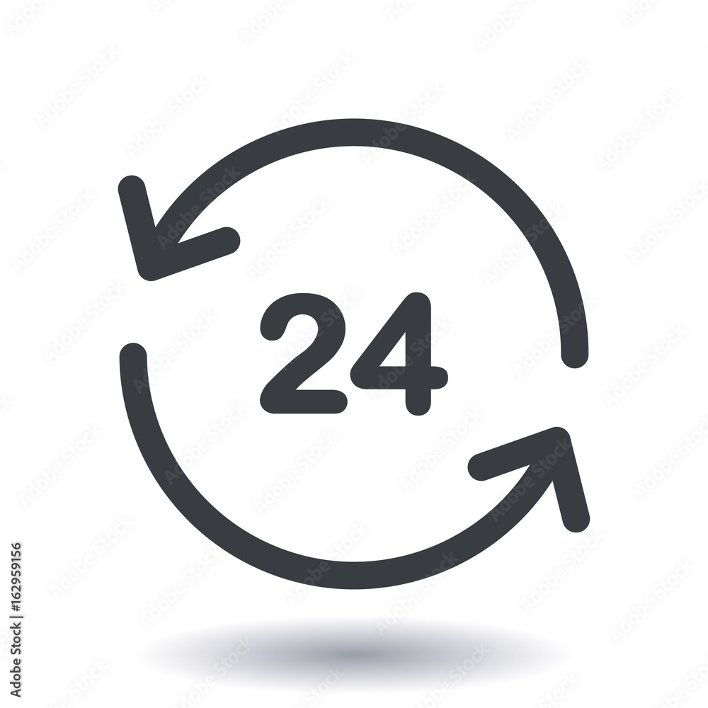 Open around the clock hours a day icon. Badge-clock work time. Open around the clock hours a day icon. Badge-clock work time.