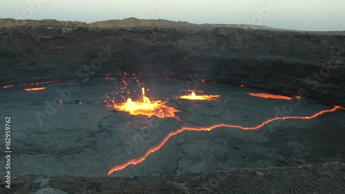 Caldera with lava lake of the volcano Erta Ale, Ethiopia