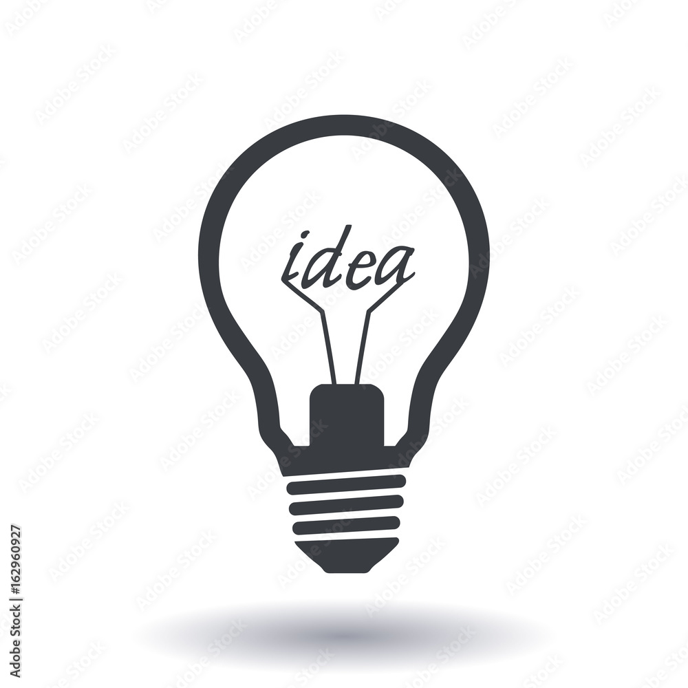 Light lamp sign icon. Idea symbol. Flat design style.