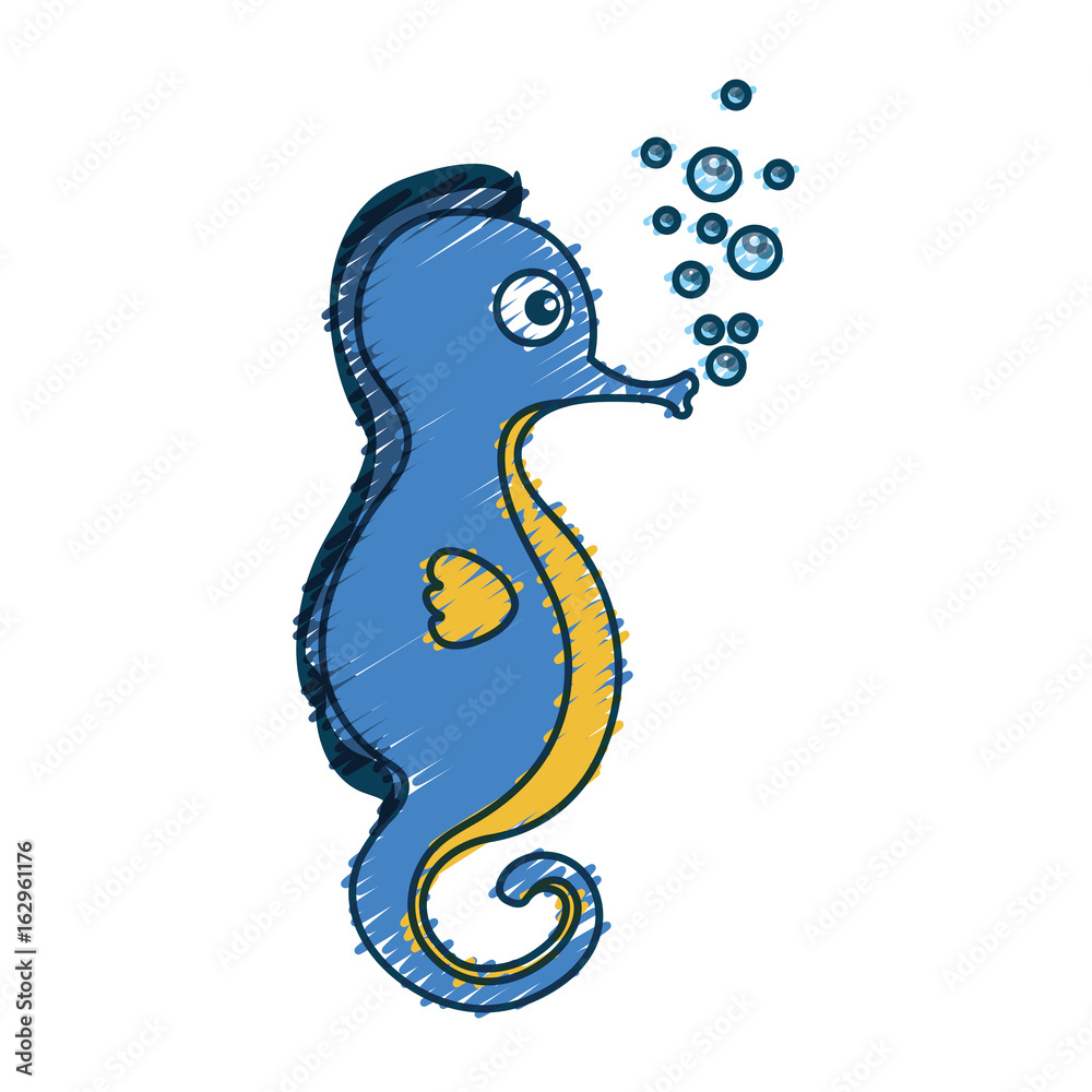 Obraz premium cute seahorse character icon vector illustration design